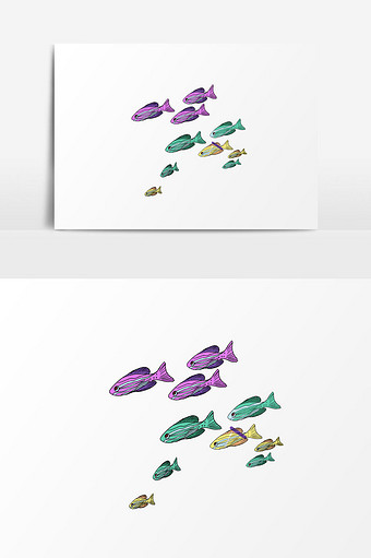 可爱小鱼插画背景图片
