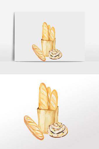 手绘水彩甜点美食面包烘焙图片