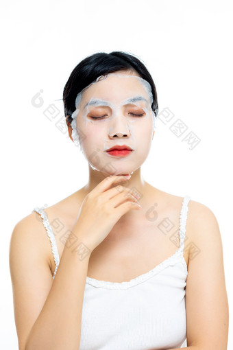 甜美青年女性美妆护肤手拿护肤品肌肤妆容动作展示 skin care