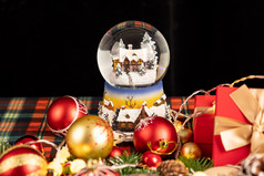 圣诞节装饰球氛围节日摄影图