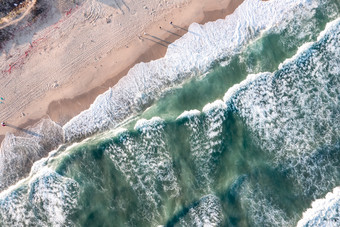 航拍海水海浪浪花海边