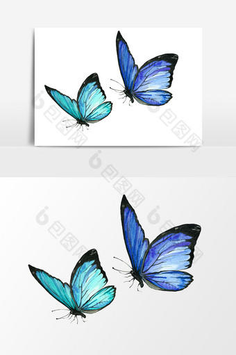 卡通手绘扁平2只蝴蝶元素图案素材图片