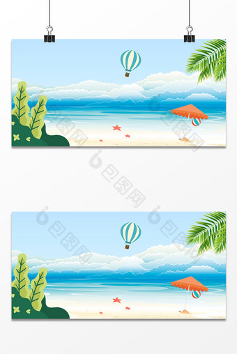 夏日沙滩风景海洋背景图图片