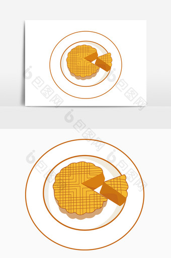 黄色的写实风格的中秋月饼元素图片