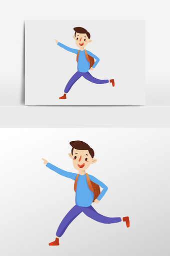 卡通跑步男孩插画元素图片