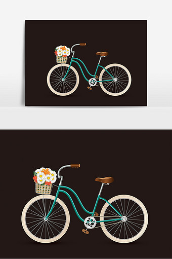 卡通自行车插画矢量元素图片
