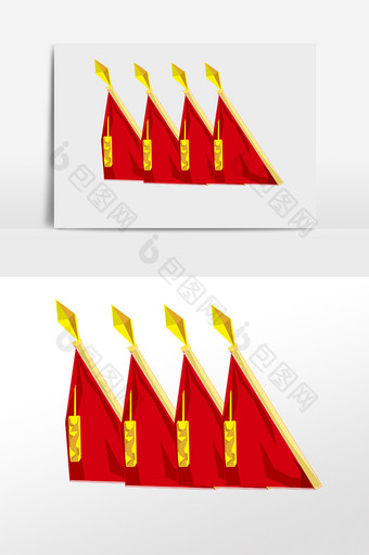 党政党建红旗插画元素图片