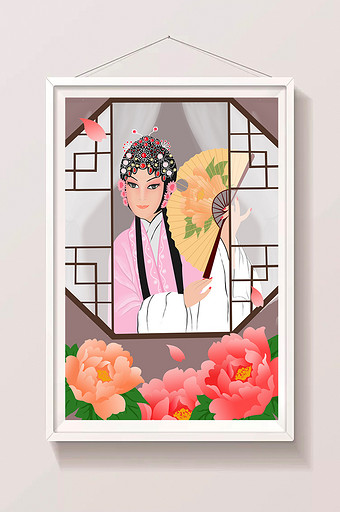 中国风戏曲人物经典国粹民族文化插画设计图片