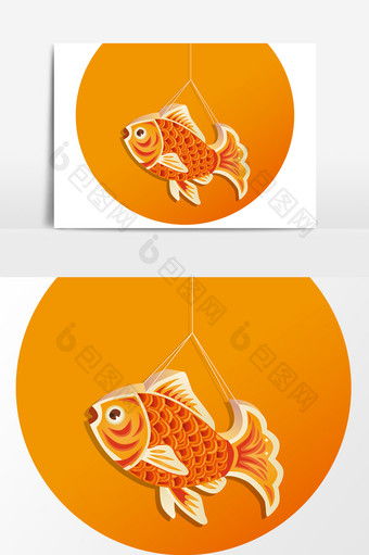 传统节日鱼矢量元素图片