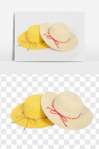 夏季沙滩帽甜美草帽元素图片
