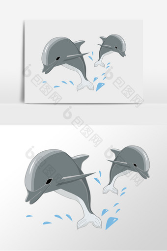 夏日卡通海豚元素图片