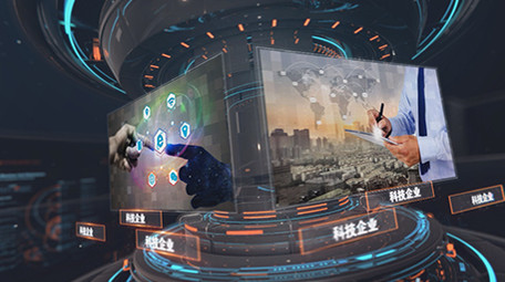 三维旋转科技互联网企业图文宣传AE模板