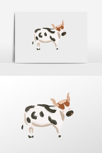 手绘简约奶牛的插画元素图片