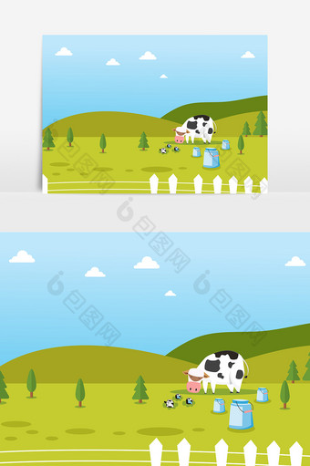 牧场奶牛设计元素图片