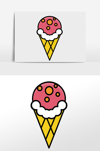 卡通矢量小清新可爱冰淇淋食物食材元素插画图片