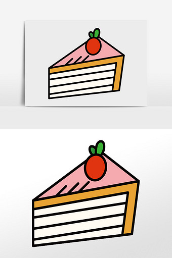卡通矢量小清新可爱蛋糕食物美食元素插画图片