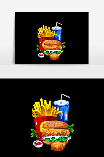 麦当劳美食素材插画图片