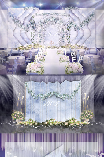 紫蓝色大理石婚礼效果图图片