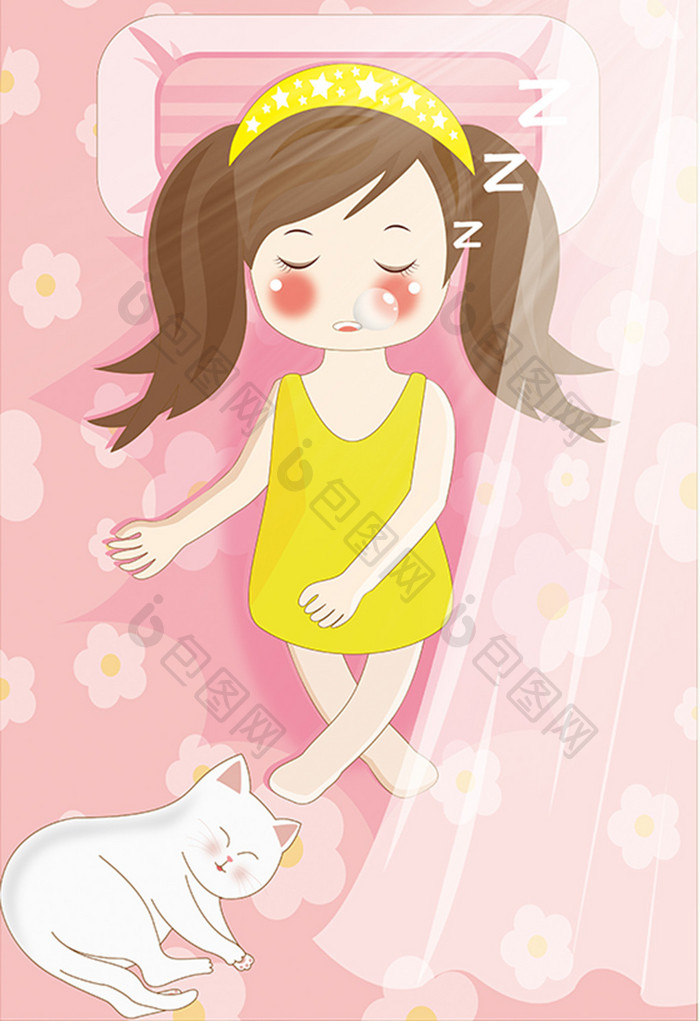 女生小a女生动漫插画睡觉v女生粉色堆女孩糖假日图片