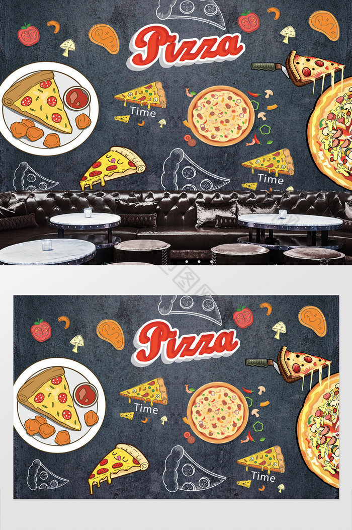 素材工装背景墙披萨海报美味披萨图片