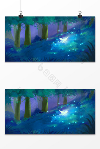 萤火虫森林系设计背景图图片