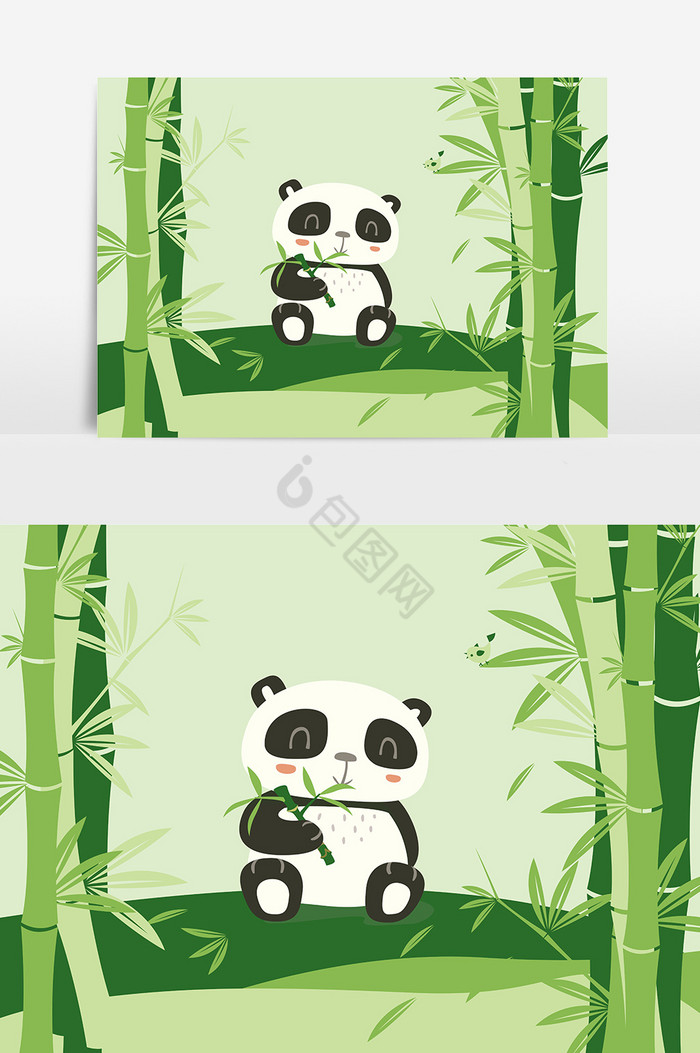 熊猫绿叶竹子