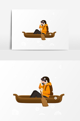 划船素材背景插画图片