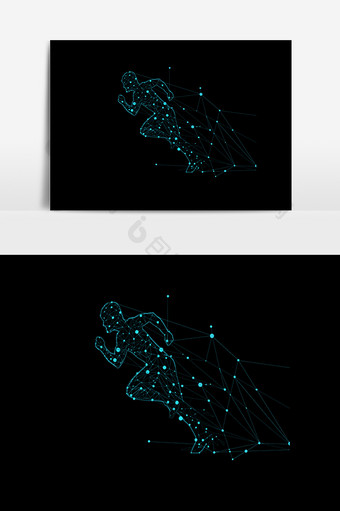 蓝色科技点线冲刺人物插画元素图片