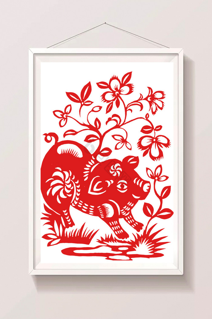 中国十二生肖猪插画