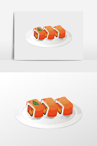 盘装的寿司插画元素图片