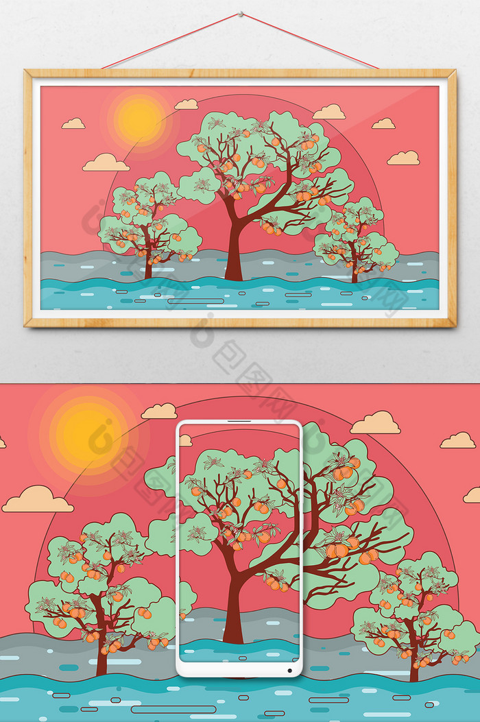 桃子树插画图片图片