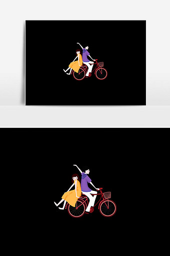 自行车浪漫人物插画图片