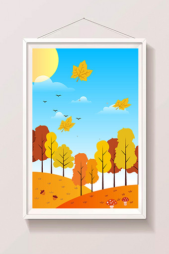 秋天树木插画设计图片