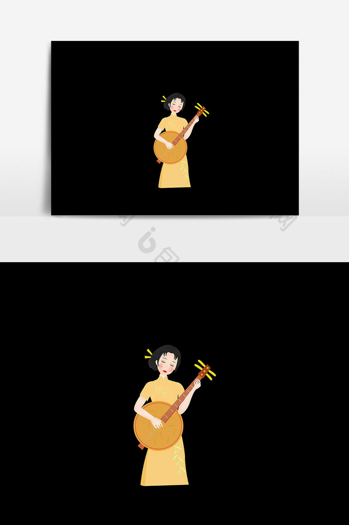 女人弹琴插画图片图片