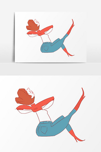 女孩舞蹈插画元素图片