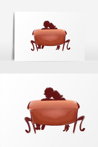 女孩椅子插画设计图片