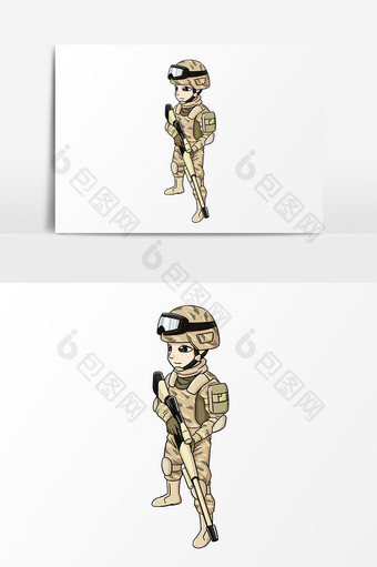 手绘卡通特种兵建军节元素图片