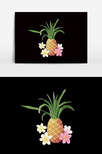 免扣手绘水彩菠萝花卉图片