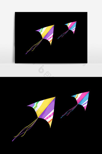 手绘风格彩色风筝设计元素图片