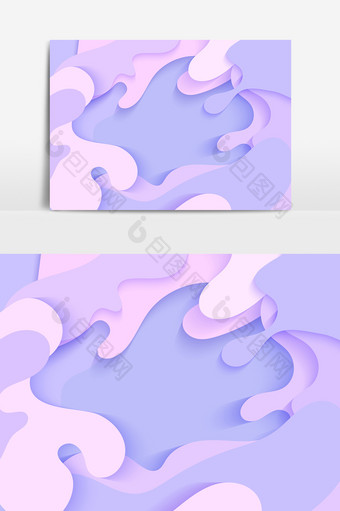 剪纸风粉紫色矢量背景图片