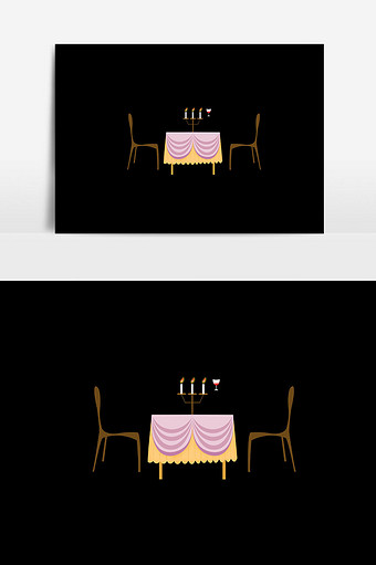 餐桌餐椅晚餐插画图片