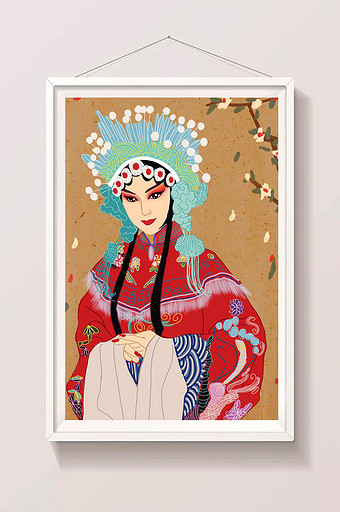中国风传统文化戏曲人物嫁衣插画图片