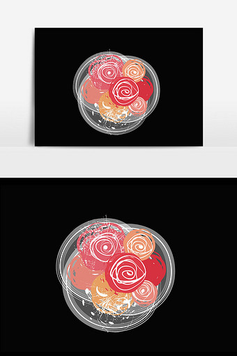 玫瑰花插画元素设计图片