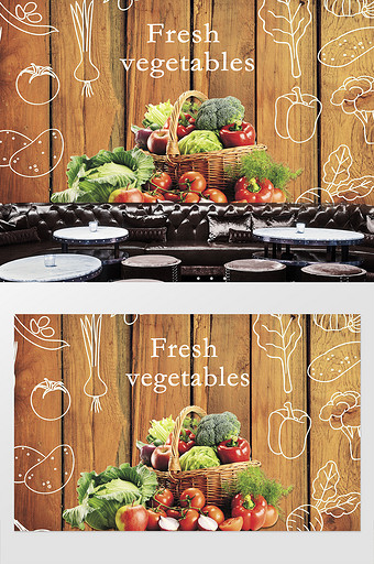 创意蔬菜水果店工装背景墙图片