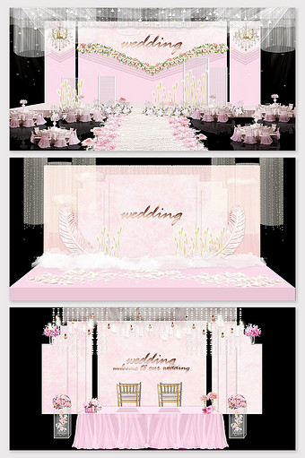 粉色系唯美婚礼策划背景效果图图片