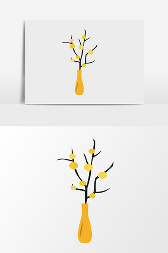 黄色卡通矢量花瓶图片