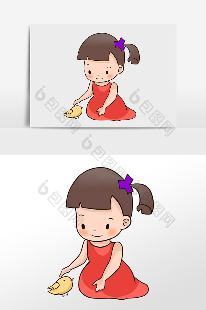女孩与小鸟插画图片图片