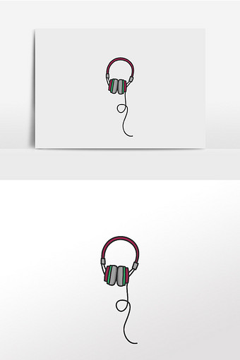 手绘卡通音乐耳机插画元素图片