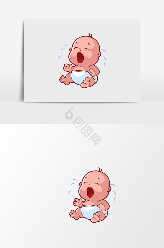 哭泣的宝宝插画