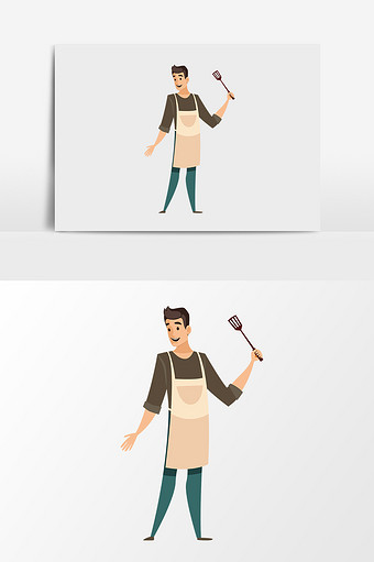 卡通手绘矢量烹饪厨师男人图片